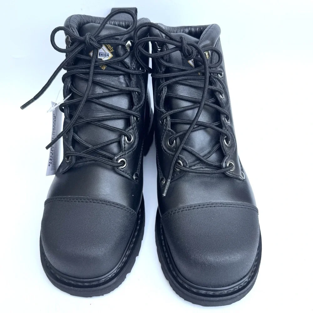 Lehigh Safety Shoes 4771 Steel Toe Work Boots Size 5 XW / 6E‎ Black Leather NWT